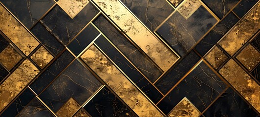 Abstract geometric patterns with gold and black hues. modern textured background design. elegant style for wallpapers and prints. AI
