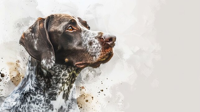 Graceful German Shorthaired Pointer: Delicate Watercolor Portrait of a Majestic Canine