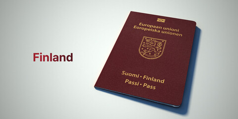 Finland Passport.
3d rendering passport on white background.