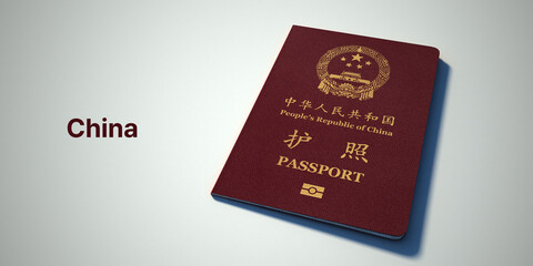 China Passport.
3d rendering passport on white background.