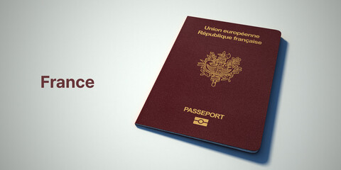 France Passport.
3d rendering passport on white background.