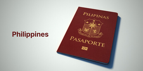 Philippines Passport.
3d rendering passport on white background.