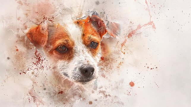 Whimsical Watercolor: Playful Jack Russell Terrier in Soft, Transparent Hues