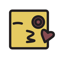 Emoji Emoticon Face Happy Kiss Smiley Throwing Filled Outline Icon