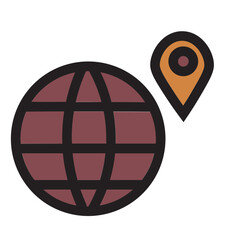 Globe Gps Location Map Travel World Filled Outline Icon