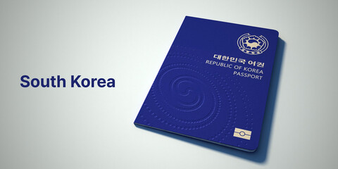 South korea Passport.
3d rendering passport on white background.