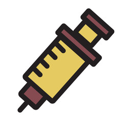 Healthcare Hospital Injection Medical Syringe Vaccine Filled Outline Icon