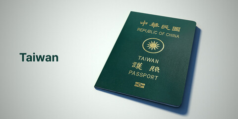 Taiwan Passport.
3d rendering passport on white background.