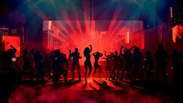 Crowd of people dancing at concert. Seamless looping time-lapse 4k video animation background