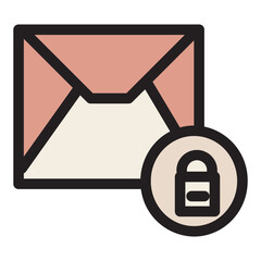 Email Envelop Letter Lock Mail Message Filled Outline Ocon