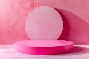 pink colour object stage podium stand for sample product showcase display advertising background product showcase stand with pink colour commercial display ideas