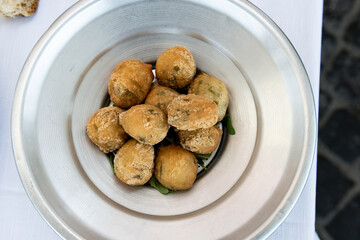 tasty fried meatballs with seaweed