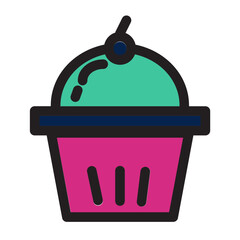 Cake Creamy Cup Dessert Muffin Party Sweet Filled Outline Icon