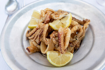 mixed fried fish, Italian food