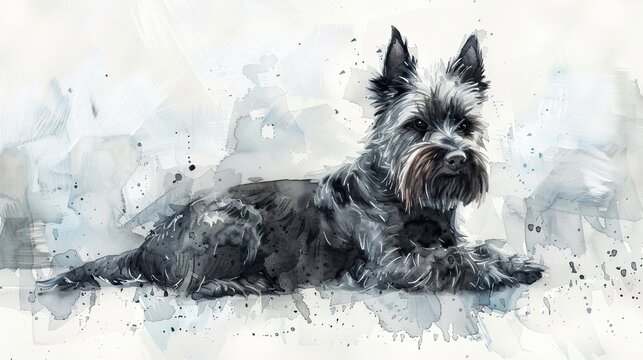 Whimsical Watercolor: Scottish Terrier in Soft Ink