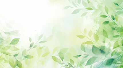 Green watercolor foliage abstract background.