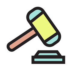 Auction Court Gavel Hammer Justice Law Legal Filled Outline Icon