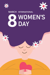 March 8 Women's Day poster or banner. Promotion and shopping template for love and women's day concept.