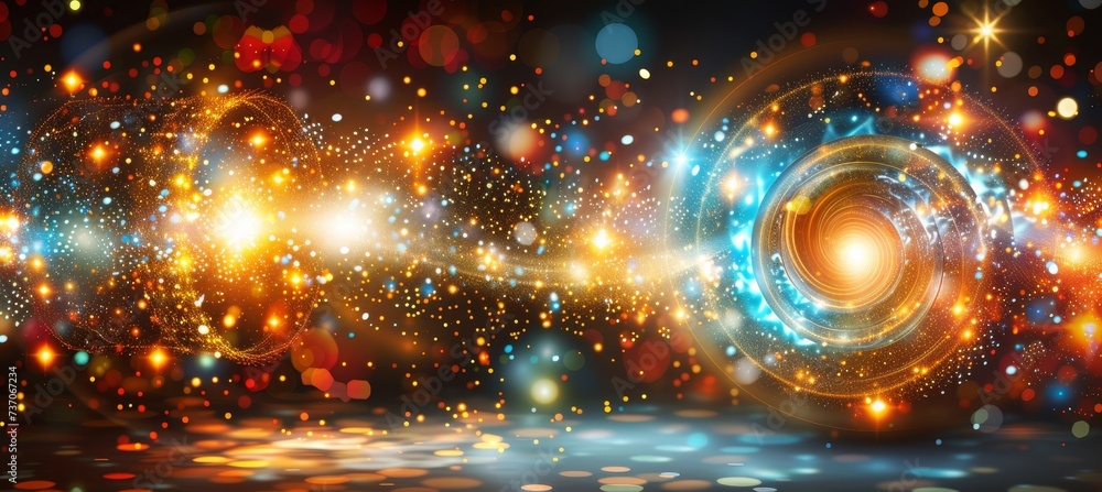 Poster abstract 3d paper circle with circuit board futuristic technology and engineering background