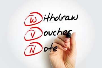 WVN - Withdraw Voucher Note acronym with marker, business concept background
