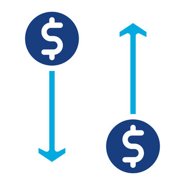 Increase and Decrease in Rate icon vector image. Can be used for Trading.