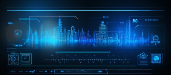 Abstract business finance graphic blue color tone with digital lines and virtual design elements