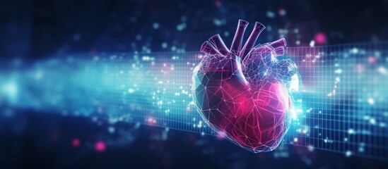heart with a cardiogram process - obrazy, fototapety, plakaty