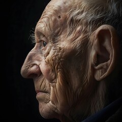 Elderly person’s profile, showing age and resilience