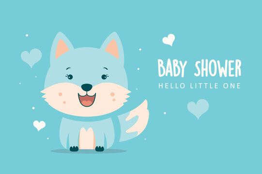 cute baby wolf vector illustration