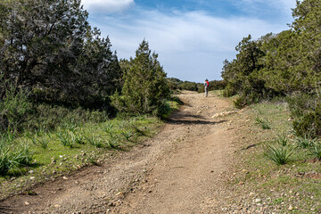Fototapeta na wymiar View of Aphrodite Nature (Circular) Trail, located above Neo Chorio village on Akamas Peninsula, Pafos district, Cyprus
