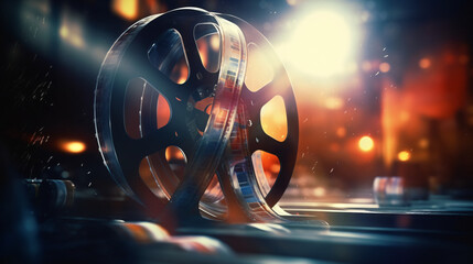 Fototapeta na wymiar Movie reel with film concept