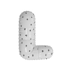 3D simplistic doodle pattern helium balloon letter L