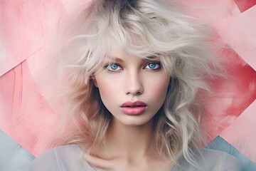 Fashion portrait of a beautiful blonde woman with bright make-up. Beauty, cosmetics.