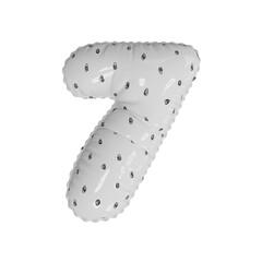 3D simplistic doodle pattern helium balloon number 7