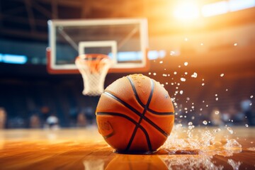 A basketball ball into a basketball basket