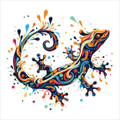 Obraz premium Abstract Salamander multicolored paints colored drawing vector illustration