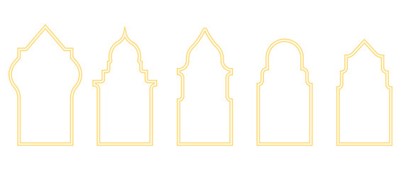 Islamic building with Arabic architecture arches shape Ramadan decoration illustration vector