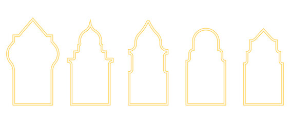 Islamic building with Arabic architecture arches shape Ramadan decoration illustration vector