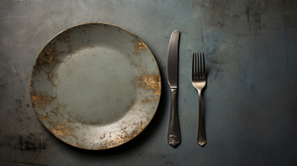 Plate and serving of cutlery