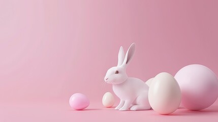 Pastel Easter Delight: Minimalistic 2D Vector Background with Eggs