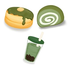 Set of Matcha Food Series Clip art