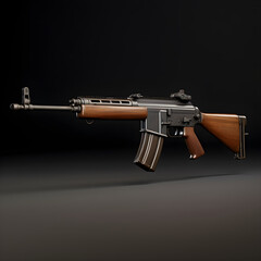 Detailed view of Classic FN FAL Semi-Automatic Rifle - A Steel Symbol of NATO's Cold War Era - obrazy, fototapety, plakaty