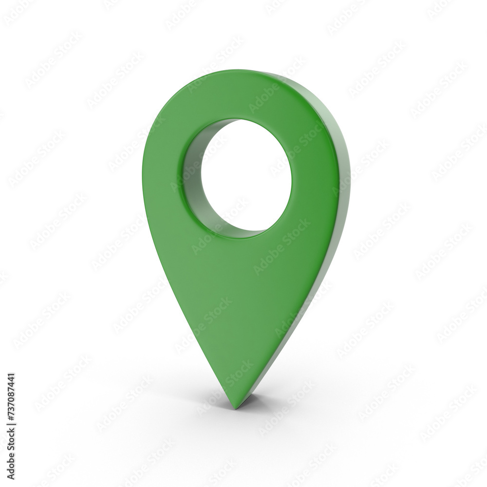 Poster 3d rendering realistic green png location map pin gps pointer markers gps location symbol, maps and 