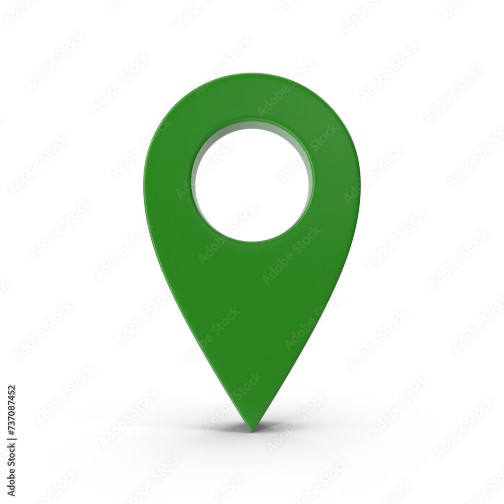Poster 3d rendering realistic green png location map pin gps pointer markers gps location symbol, maps and 