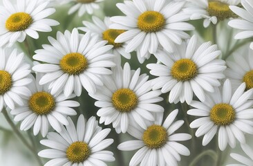 Obraz premium Lovely blossom daisy flowers background. Sunny meadow closeup. Daisies, wild herbs and flowers.