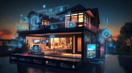 Fototapeta premium the essence of a future-proofing strategy for buying a house with an image featuring forward-looking symbols, innovation concepts, and strategic future planning