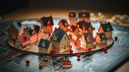 the essence of a risk management strategy for buying a house with an image featuring risk symbols, insurance concepts, and strategic risk assessment - obrazy, fototapety, plakaty