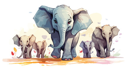 Elephant family cartoon character - illustration.