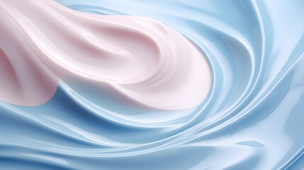 Moisturizer slashes and waves on light pastel background, hydrating face cream or lotion for skin care - obrazy, fototapety, plakaty