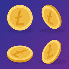Gold coin with litecoin symbol vector illustration